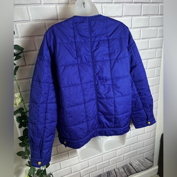 Rebecca Minkott Box Quilted Puffer women Jacket/ Shapire - size L - Picture 9 of 14